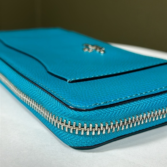 *HTF COLOR* COACH Crossgrain Leather Accordion Zip Around Wallet - Picture 6 of 12